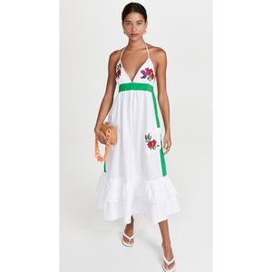 FANM MON Pamuk Embroidered Halter Maxi Dress XS‎